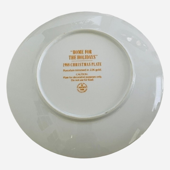1988 Avon Home For The Holidays 22K Gold Trim Collectible Christmas Plate Xmas - Picture 2 of 2